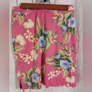 Tommy Bahama cotton floral skirt womens 6 small pocket side slits